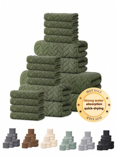 18pcs Luxury Towel Set, Made Of Super Soft And Absorbent Microfiber, Quick Drying, Lint-Free And Colorfast, Ideal For Home, Bathroom, Gym, Hotel, Spa, Travel, Autumn, Halloween, Christmas Decoration