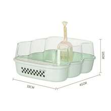 Arenero Grande Semiabierto para Gatos Diseño Antisalpicaduras con Pala Incluida, Fácil Limpieza, Resistente y Ligero, Dimensiones 41cm Ideal para Mascotas - Verde - Ver 5