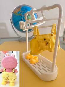 1 قطعة ملابس دمية و 6 قطع شماعات دمية و 1 قطعة حامل عرض، إكسسوارات لدمية مقاس 15/17 سم، سلسلة مفاتيح لملابس ، بذلة عمل، بوت