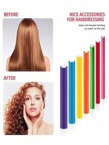 42pcs/Pack Universal Hair Curler Pads, Heat Resistant Foam Rollers, Rubber Curling Rods, Heat Insulation Curling Rods, PVC Bag Packed Hair Curling Rods - Multicolor - View 4