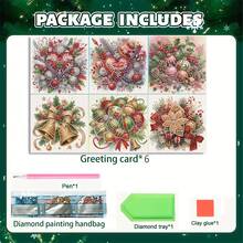 6pcs Christmas Theme Diamond Painting Greeting Card Set, 5 Unique DIY Diamond Art Embellished Christmas Greeting Cards, Craft Paper Materials, Suitable For Christmas, Thanksgiving - Handmade Mosaic Art Postcards To Express Warmth And Best Wishes.