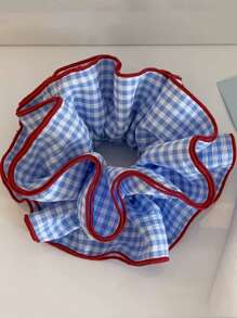 1个时尚格子绿黑相间发圈，大号，法式浪漫发髻/马尾辫发饰，适合日常佩戴，发饰/头饰