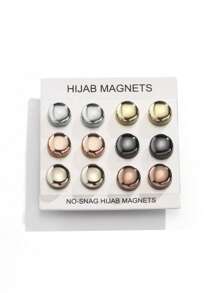 4个/12个锌合金磁性扣，头巾磁性扣，强力磁性丝巾披肩扣，穆斯林适用，圆形磁性头巾别针，女士胸针，四季皆宜 - 彩色 - 查看 21