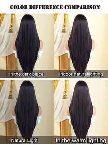 7JHH WIGS 34 Inch Extra Long Straight Dark Purple Wig With Bangs - Super Long Natural Layered Wigs, High Quality Soft Synthetic Fiber Wigs For Women Daily Wear, Halloween Festival Party Cosplay Use, Graduation Gift - Beginners Glueless Wig Accessories - 紫色 - 查看 8