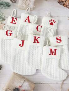 Calcetines de punto con letras navideñas blancas