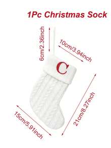 1pc White Knit Christmas Stocking, Xmas English Letters Snowflake Hanging Stockings, For 2025 Christmas Party Decoration,2026 New Year Party Favors Supplies, Christmas Room Decoration, Personalized Initial Christmas Stocking, Family Holiday Xmas Home Room Decor,Christmas Tree Ornaments, Christmas Eve Surprise Gifts Package,Christmas Sock Costumes, Christmas Gift Party Favor - White Christmas Letter Knitted Socks - View 20