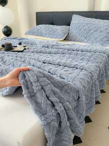 1 pieza Manta ligera de tafetán para todo el año - Manta contemporánea suave y cálida de color rosa para siestas en la oficina, camping, dormitorio y sofá - Lavable a máquina y portátil, manta acogedora