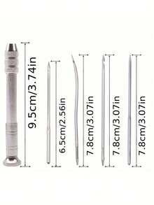 5pcs/Set Multifunctional Leather Sewing Awl Set Replaceable Punch Stitching Needles DIY Sewing Leathercraft Utility Tool Kit, Leather Sewing Awl Kit - Multifunctional Steel DIY Needle With Replaceable Tips For Shoe Repair And Leathercraft, Tapered Awls, Solid Wood Tapered Awls For DIY Sewing Accessories, Leather Cloth Perforations