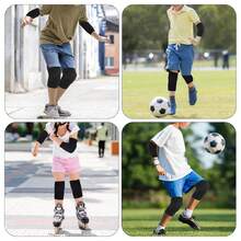 4 Pcs Knee Pads And Arm Pads With Protection Pad, Breathable Compression Elbow Pads Set, Volleyball Knee Sleeves For Basketball, Yoga, Running, Cycling Exercises, And Suitable For Both Men, Women, And Children, 1 Pair Knee Pad+1 Pair Arm Pads, Black - 黑色 - 查看 10