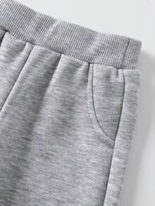 Toddler Boys' Casual Letter Print Crew Neck Long Sleeve Top And Solid Color Pants Set, Autumn/Winter - Blue - View 6