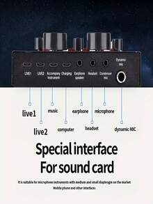 Carte son en temps réel V8 Mixeur en temps réel Convertisseur de voix Carte son avec plusieurs effets sonores Enregistrement sur ordinateur Convient pour la maison KTV Conversation vocale
