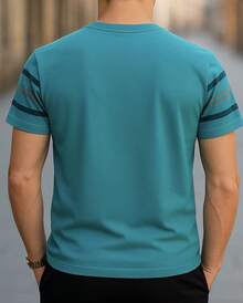 DAMAI MEN'S FASHION Short Sleeve Men's T-Shirt With Round Neck, Ideal For Everyday Use - Màu xanh ngọc - Xem 2