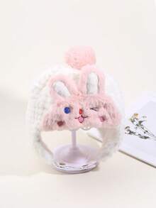 1pc Girls Baby Bunny Lei Feng Hat, Winter Thickened Plush Toddler Ear Protection Hat Cartoon Warm Children Boys Girls Lei Feng Hat