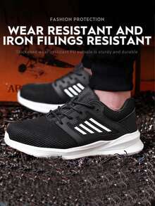 Dian Sen 1 Pair Men's Safety Training Shoes, Steel Toe Work Shoes, Durable And Comfortable, Suitable For Women, Anti-Puncture, Anti-Crush, Shock-Absorbing Sole, Rotary Buckle, Breathable, Perfect Gift For Hiking, Outdoor Activities, Lightweight EVA Sole - The New Black - View 9