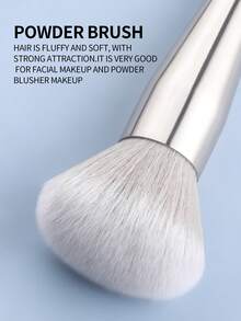 1pc Dual-Ended Powder Brush + Blending Brush 2-In-1 Portable Makeup Brush