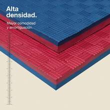 JOWY Tatami Puzzle 1x1m 2cm - Esterilla Gimnasio Puzzle | Goma EVA Reversible Varios Modelos y Colores | Esterilla Antideslizante para Artes Marciales, Fitness, Piscina, Juegos Infantiles y Suelo Tatami Japonés | Protege, Aísla y Decora | Entrega en 48-72h - Azul/Rojo - Ver 2