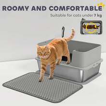 PawHut Stainless Steel Litter Box With Scoop, High Sided Cat Litter Tray - Grey - View 7