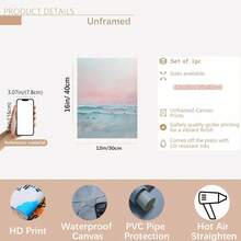 1 bức tranh in canvas sóng biển bình minh không khung - Nghệ thuật treo tường hiện đại về bãi biển cho phòng khách, phòng ngủ hoặc trang trí văn phòng - Áp phích vải lanh dọc với bảng màu phấn nhẹ nhàng, tác phẩm nghệ thuật treo trong nhà nhẹ và đa năng, trang trí theo chủ đề bãi biển - Nhiều màu - Xem 12