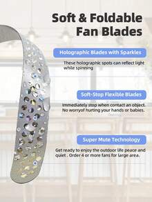 4 件套桌面驱蝇风扇，室内外驱蝇风扇，户外或室内用餐电动驱蝇风扇，驱赶苍蝇，桌面野餐风扇，烧烤、派对、餐厅、家居、活动驱蝇风扇，电池供电食物风扇，带全息叶片的便携式驱蝇风扇，野餐、餐厅、派对、家居、烧烤驱蝇器 - 黑色 - 查看 5