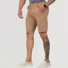 Bermuda Masculina, BOLSO EMBUTIDO,  Alfaiataria Sarja Sport Fino Com Lycra Tecido Premium - Cappuccino - Visão 2
