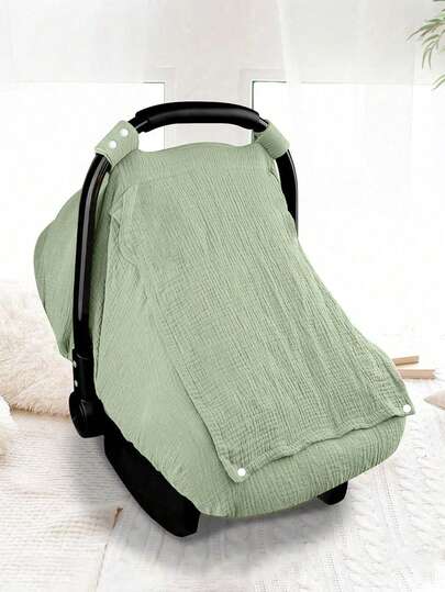 1 Baby Car Seat Cover, Universal Car Seat Canopy For Boys And Girls In Summer, With Breathable Window, Lightweight Infant Car Seat Canopy, Universal Blue Dust Cover, Full Gauze Protective Cover, Windproof Mesh Cover For Baby Strollers, Window-Type Design