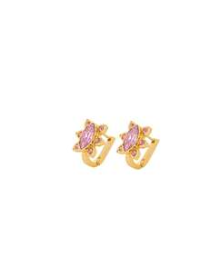 Pendientes de aro pequeños dorados para mujer, pendientes chapados en oro de 18K con circonita cúbica, pendientes de presión hipoalergénicos con diseño de corazón, pico y ojo malvado, pendientes delicados, regalo de joyería
