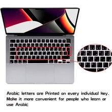 1PC Multilingual Black EU Layout Keyboard Cover Skin Compatible With MacBook Air 13.6"/15.3" (M5 M4 M3 M2 M1, A2681/A2941/A3113) 2021-2026 & Pro 14"/16" (M5 M4 M3 M2 M1, A2442/A2485/A2991/A3403) 2021-2026, Neo 13" A18 Pro A3404 (512G) With Touch ID, Silicone Keyboard Protector-Arabic Persian Ruassian Ukrainian - ISO Layout (EU Version) - View 6