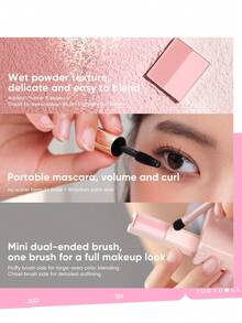 JUDYDOLL Mini Makeup Palette, Compact Eyeshadow Palette, Makeup Combo Palette, Eyelash, Travel & Daily Wear, Matte, Highlighter, Eyebrow Powder, Contour