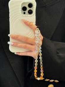 彩虹珠 | 7色水晶彩虹渐变色手机挂绳、手机挂绳、包包挂饰 - 金色 - 查看 2