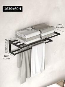 1 pieza Toallero de baño - Diseño moderno de doble capa, montado en la pared, sin necesidad de perforar, estantería de ducha, almacenamiento de baño para toallas, batas de baño, accesorios de ducha, ideal para almacenamiento de baño, estructura ahorradora de espacio, adecuado para uso doméstico y hotelero Accesorios de baño Herramientas de baño - Negro - Ver 13