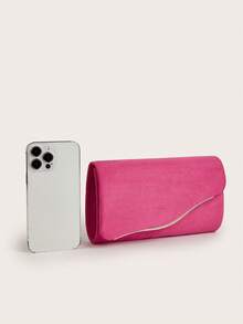 AIBBYDAR 女士晚装包，紫红色天鹅绒时尚手拿包，化妆包，轻便斜挎包，适合商务、通勤、婚礼、庆典、派对、节日聚会 - 玫紅色 - 查看 7