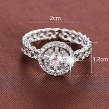 1pc Geometric Circular Steering Wheel Shaped Cubic Zirconia Inlaid Fashion Ring For Women - Multicolor - View 8