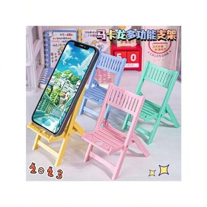 Cross-Border Chair Mobile Phone Holder Desktop Folding Portable Macaron Creative Lazy Tablet Holder Gift Wholesale