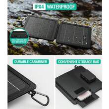 10W Solar Charger, IP65 Waterproof, Foldable With Dual USB Outputs (5V/2A Max) Compatible With IPhone, IPad, Sasung, And More. Ideal For Outdoor Use.