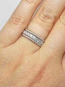 Gift Box Elegant Sparkling Cubic Zirconia Ring, White Gold Plated Copper, Suitable For Women Wedding Engagement Wear And Valentine's Day Gift - Silver - View 4