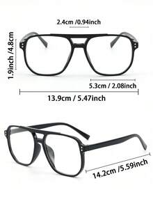 1pc Black Plastic Solid Color Full Frame Advanced Sense Unique Double Beam Design Pilot Frame Modern Simple Style Men Clear Glasses For Daily Life Musical Festival Weekend Outfit Appointment Outfits Festival Outfit Fashion Accessories Suitable For All Face Shapes
