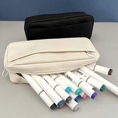 1 قطعة حافظة أقلام من قماش الأكسفورد ذات طبقتين سعة كبيرة، حافظة منظمة للأدوات المكتبية للطلاب