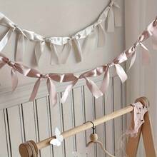 A Handmade Bow Ribbon Banner - No Electricity Needed, Decorative Handwoven Party Garland, Suitable For Events And Celebrations - 象牙白蝴蝶結 - 查看 6