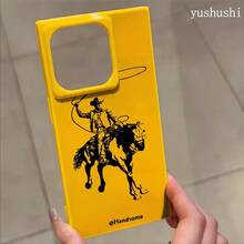Funda con diseño de patrón de caballo, compatible con las series 16 Pro, 16, 15 Pro, 14, 14 Plus, 13, 13 Pro, 12 Pro y 12 Pro. Diseño resistente a golpes con cobertura total, gran abertura, marco liso brillante y detalles llamativos. - Negro - Ver 3