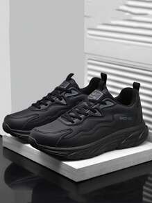 STARNOVO 男士秋冬新款皮革鞋面大码运动鞋，系带户外跑步防风运动鞋，舒适内衬，适合日常工作和生活，尺码 39-48