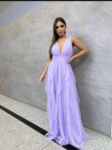 Women's Dress For Bridesmaid, Graduation, Wedding, Guest - 紫丁香色 - 查看 1