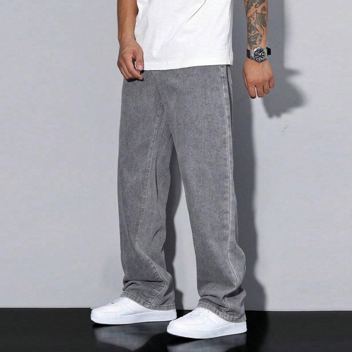 Pantalones vaqueros de estilo casual y de moda gris claro para adolescentes