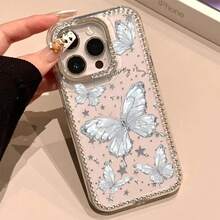 Funda para teléfono IMD con diseño de girasol y polvo brillante, orificio grande, borde transparente brillante, compatible con phone 16 Pro Max, 15, 14 Plus, 13 y 12. - transparente - Ver 3