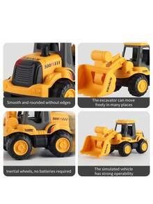 1pc Mini Children Excavator Bulldozer Toy Vehicle, Inertial Engineering Car Toy, Gift For 3 4 5 6 Year Old Boys And Girls - Multicolor - View 10