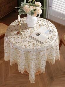 1 件双层面料、刺绣、水溶性蕾丝、金色亮片、高端优雅桌布、桌垫、餐垫、野餐垫、厨房、餐桌、书桌、咖啡桌、梳妆台、装饰、家居装饰的礼物，适用于客厅、咖啡桌、卧室、庭院、室内和室外、别墅、派对、户外家具、露营、节日、聚会、橱柜、家庭聚会、节日装饰、派对和婚礼装饰，提供各种桌布尺寸 - 彩色 - 查看 5