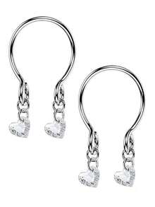 2 件装非穿孔夹式乳环，可调节悬垂式 CZ 乳房饰品，适合女士不锈钢仿穿孔饰品 - 乳環夾 - 查看 14