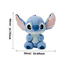 Miniso MOINISO Disney 正版史迪仔絨毛娃娃，19.69*15.75 英吋，柔軟觸感，可愛有趣，適合裝飾客廳和臥室，完美的生日禮物 (1件) - 藍色 - 查看 5