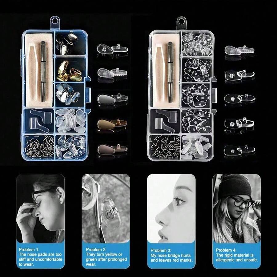 Glasses Nose Pad Set Non-Slip Different Sizes Eyeglass Nose Pads Replacement Maintenance Kit For Most Glasses Repair Accessories