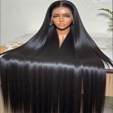 38 40 Inch 13x6 HD Transparent Bone Straight Lace Front Wigs 250 % Density Brazilian Human Hair Wigs Pre PluckedFor Women - Natural Black - 查看 1