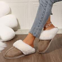 Slippers For Women Plush Lined Non Slip Bottom Easy Wear - Màu Khaki - Xem 8